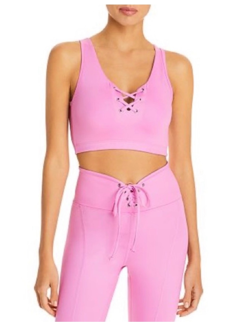 Year of Ours Pink Lace-Up Sports Bralette and Lace up legging set NWOT - Picture 3 of 7